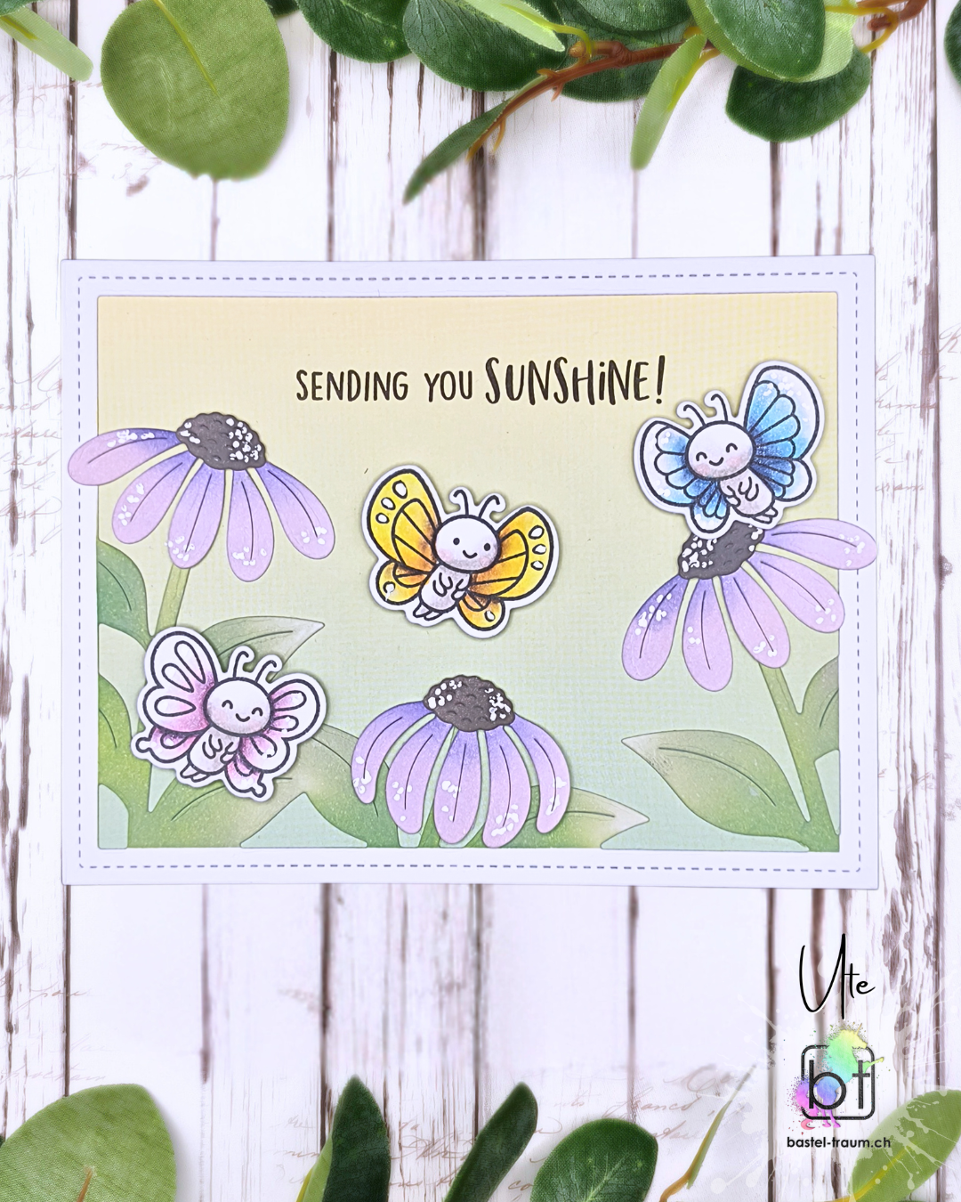 Verwendet habe ich:
✂️I like Butterflies Stempel und Stanze
✂️ Big Blossom BAckdrop Landscape
✂️All the Garden Hats