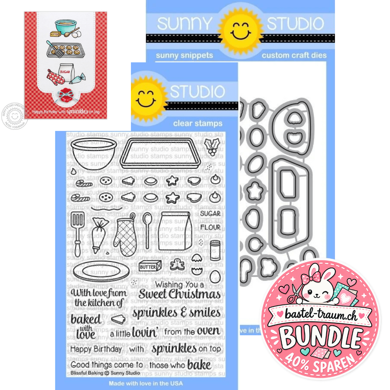 Sunny Studio Blissful Baking Clear Stamps 4x6 + Stanzen