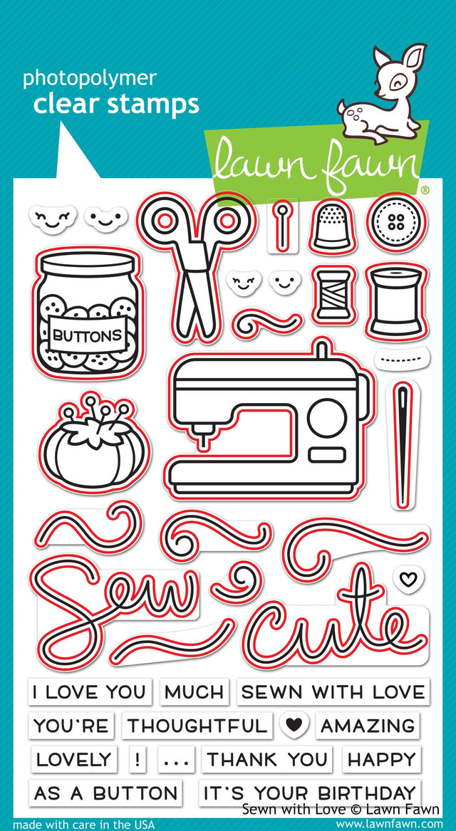 Lawn Fawn sewn with love lawn cuts Outline Stanzen