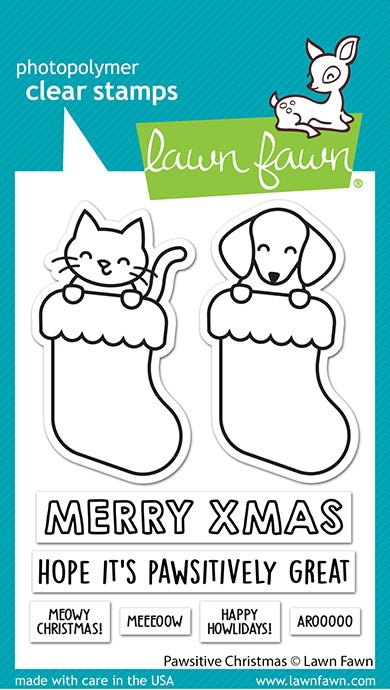 Lawn Fawn - Pawsitive Christmas - clear stamp set 3x4