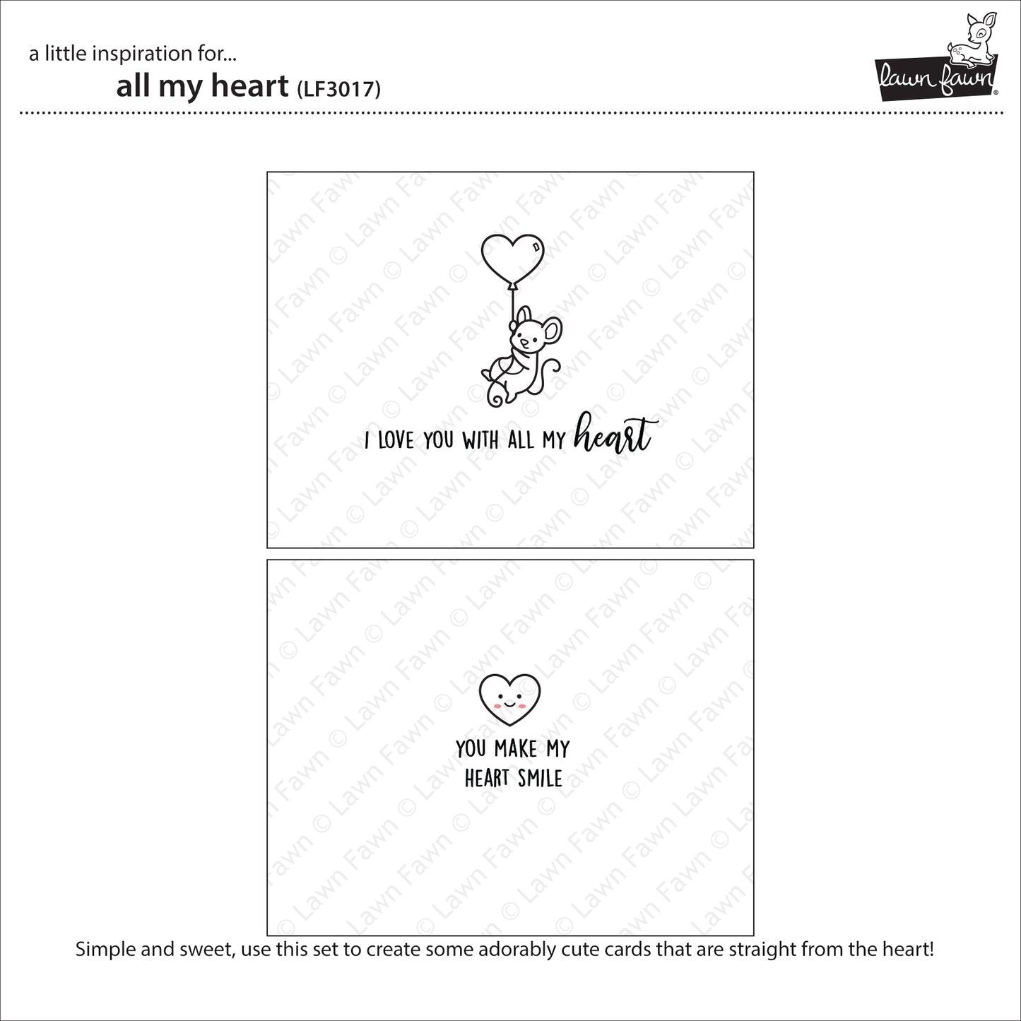 Lawn Fawn - All my heart - clear stamp set 3x4
