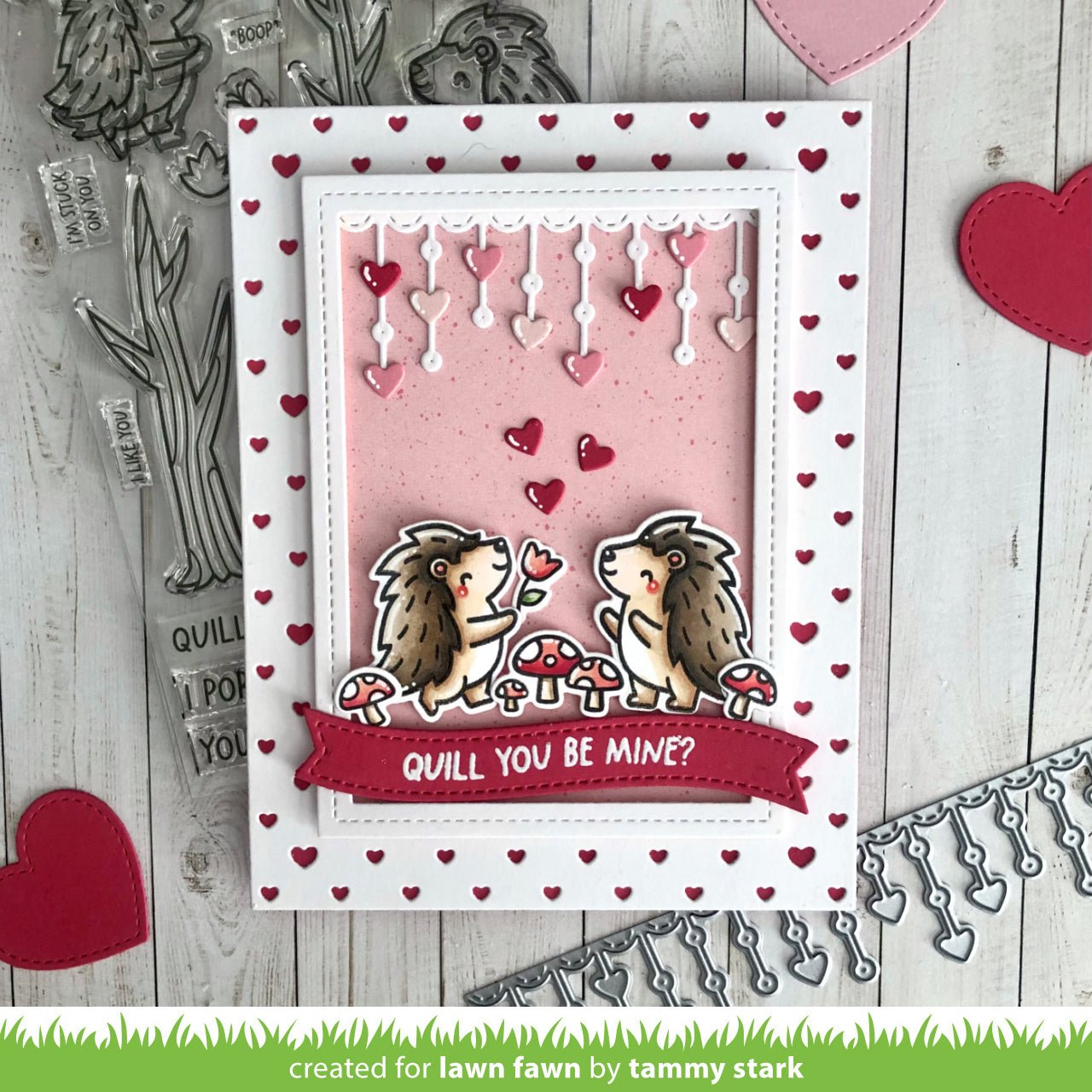Lawn Fawn - Little heart strings border - Stand Alone Stanzen