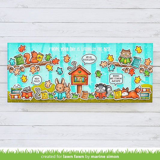 Lawn Fawn - Little Woodland Library Add-On - 2x3 Stempel