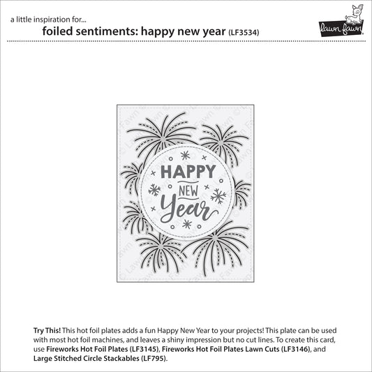 Lawn Fawn Foiled Sentiments: Happy New Year Hot Foil Stempel