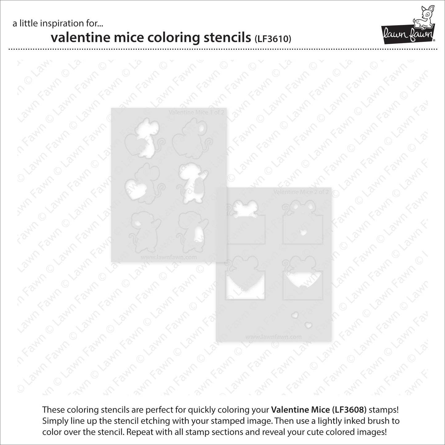 Lawn Fawn Valentine mice coloring stencils Ausmalschablonen