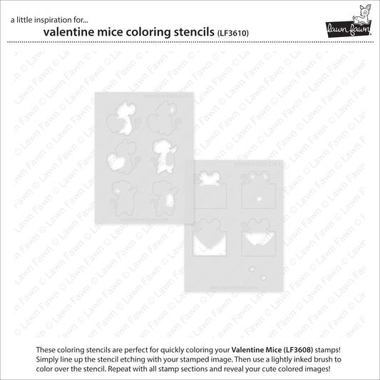 Lawn Fawn Valentine mice coloring stencils Ausmalschablonen