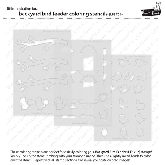 Lawn Fawn Backyard Bird Feeder Coloring Stencils 3-teilig für einfaches Kolorieren
