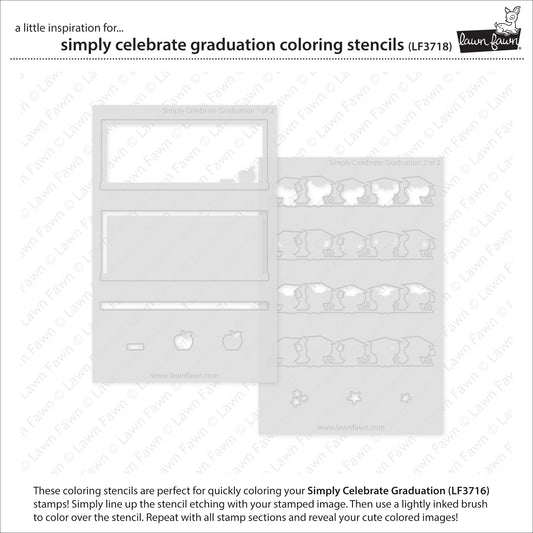 Lawn Fawn Simply Celebrate Graduation Coloring Stencils – Schablonen für farbenfrohe Karten
