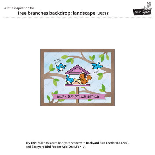 Lawn Fawn Tree Branches Backdrop Landscape – Ast-Hintergrund-Stanze im Querformat für Karten und Scrapbooking