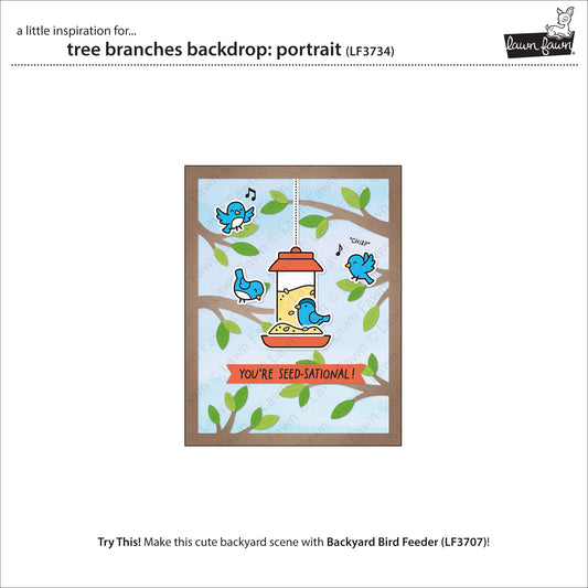 Lawn Fawn Tree Branches Backdrop Portrait – Ast-Hintergrund-Stanze für Karten und Scrapbooking