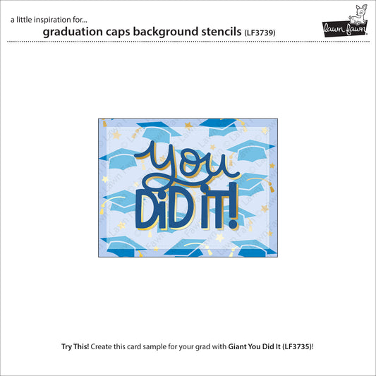 Lawn Fawn Graduation Caps Background Stencils – Schablonen mit Abschlusskappen für festliche Bastelprojekte