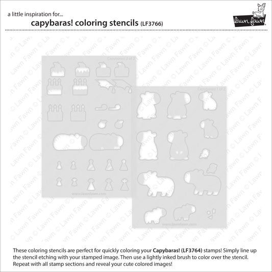 2 Layer Schablonen: Coloring Stencils 10,2×15,2 cm Capybaras von Lawn Fawn
