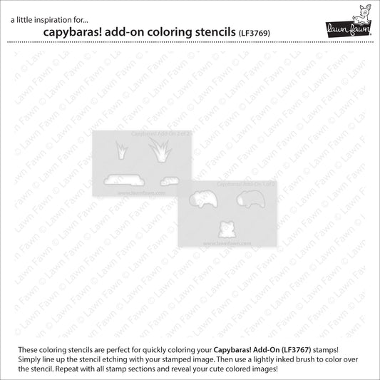 2 Layer Schablonen: Add-On Coloring Stencils 5,1×7,6 cm Capybaras von Lawn Fawn