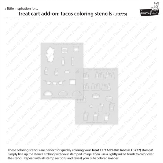 2 Layer Schablonen: Coloring Stencils 10,2×15,2 cm Treat Cart Tacos von Lawn Fawn