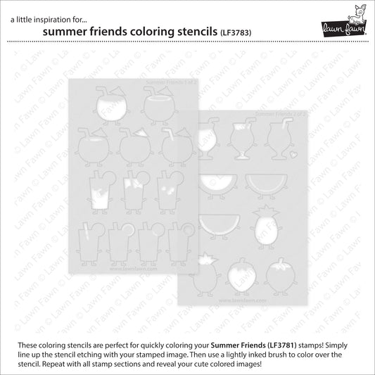 2 Layer Schablonen: Coloring Stencils 10,2×15,2 cm Summer Friends von Lawn Fawn