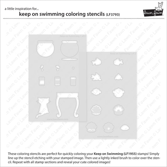 2 Layer Schablonen: Coloring Stencils 10,2×15,2 cm Keep On Swimming von Lawn Fawn