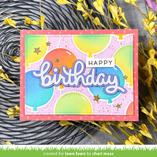 Beispielkarte Happy Birthday: Outline Add-On Dies Scripty Birthday von Lawn Fawn