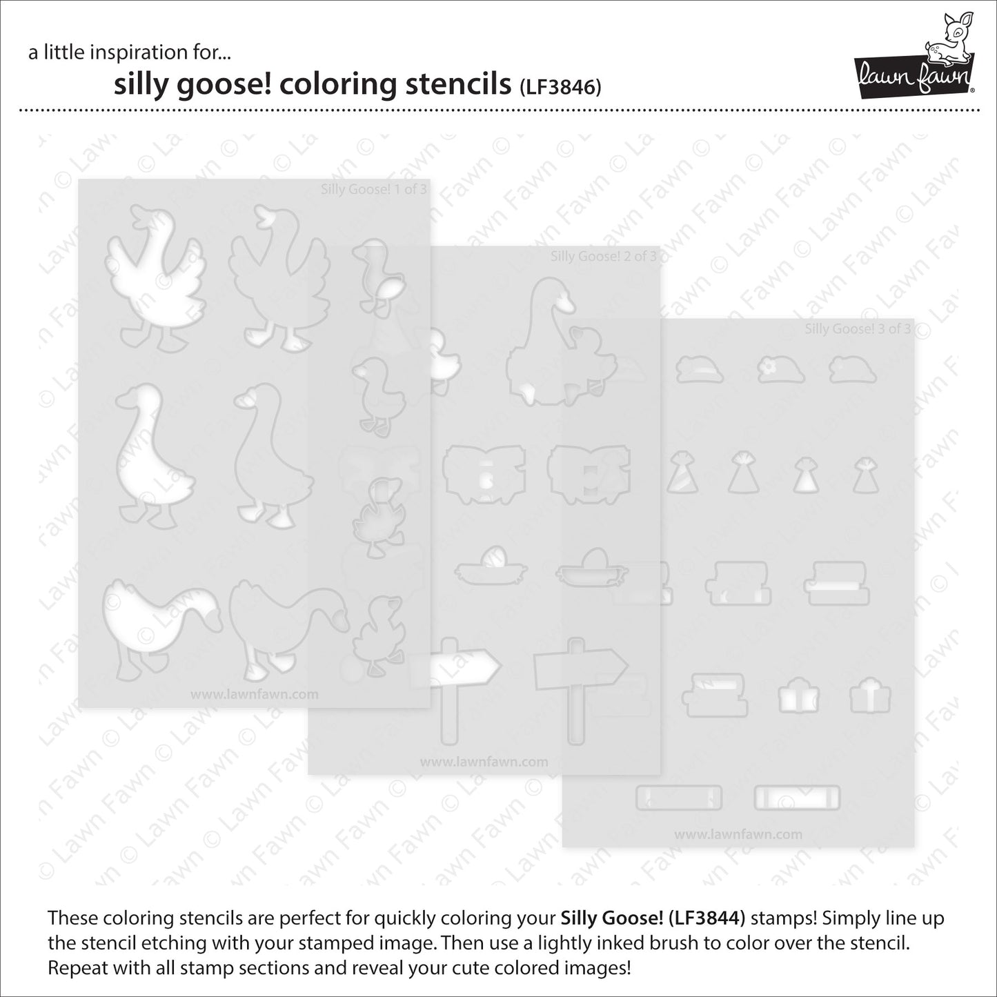 Lawn Fawn silly goose! coloring stencils