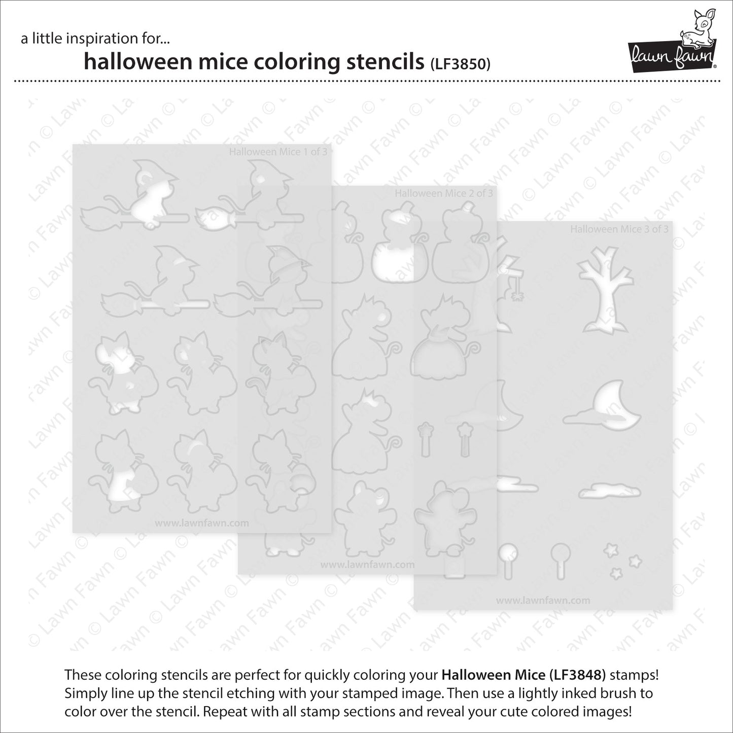 Lawn Fawn halloween mice coloring stencils
