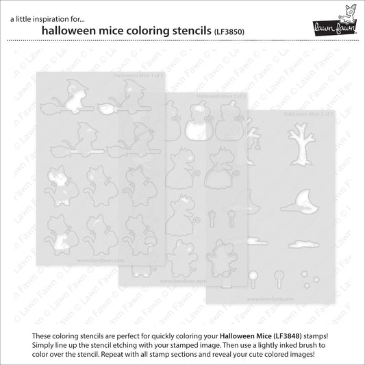 Lawn Fawn halloween mice coloring stencils