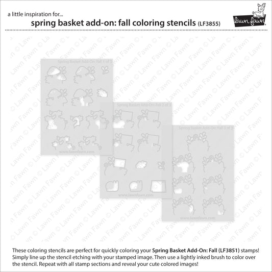 Lawn Fawn spring basket add-on: fall coloring stencils