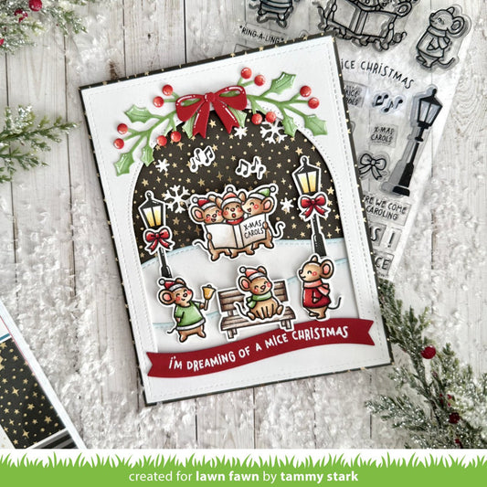 Lawn Fawn caroling mice