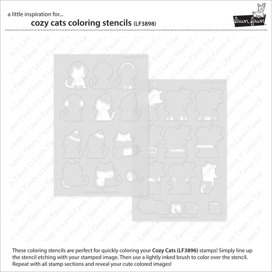 Lawn Fawn cozy cats coloring stencils