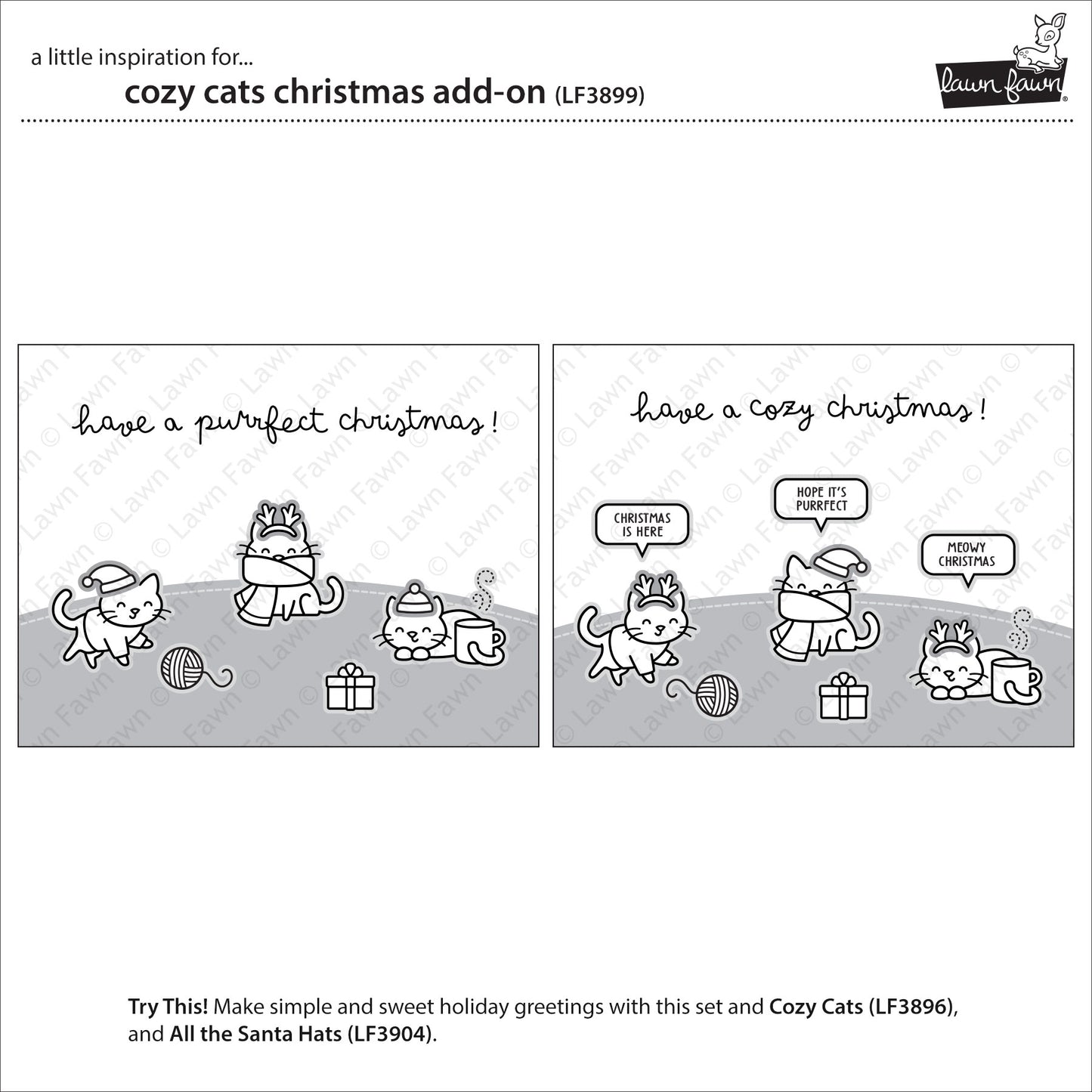 Lawn Fawn cozy cats christmas add-on