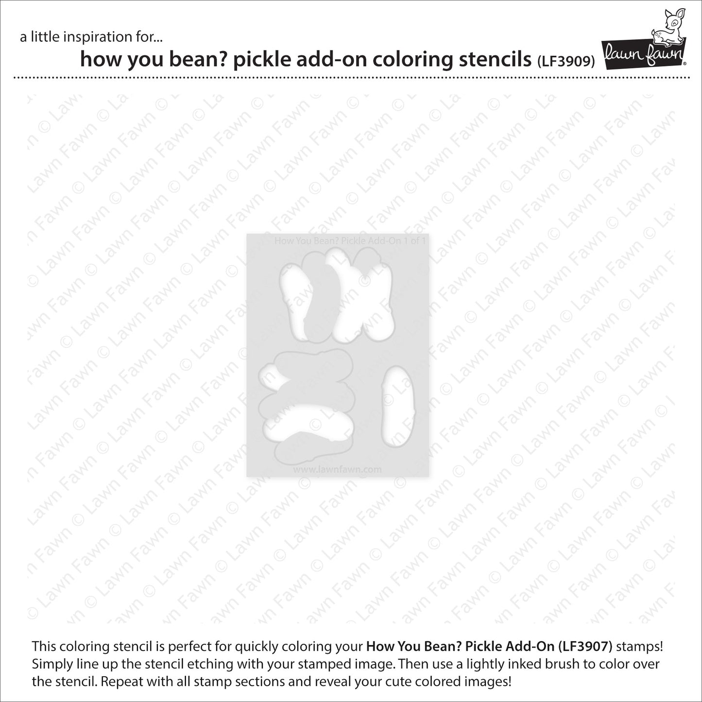 Lawn Fawn how you bean? pickle add-on coloring stencil