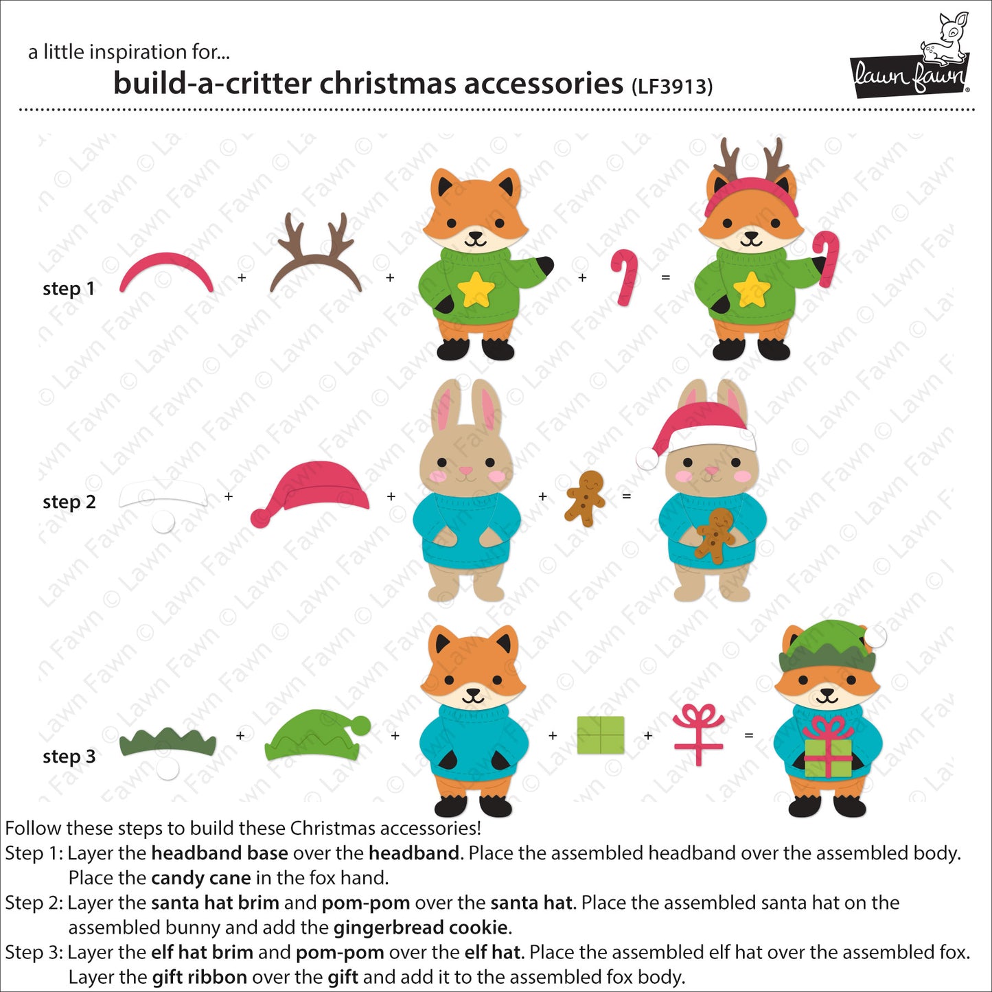 Lawn Fawn build-a-critter christmas accessories