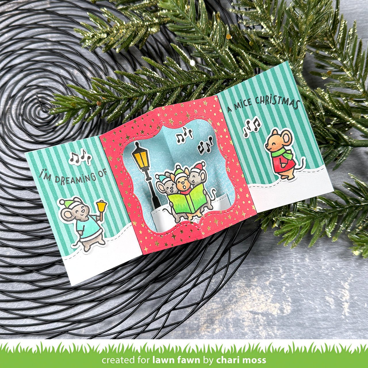 Lawn Fawn center picture window card holiday add-on