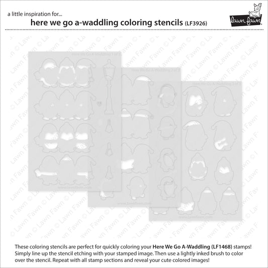 Lawn Fawn here we go a-waddling coloring stencils