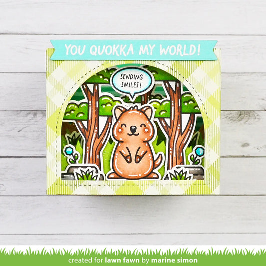Pop-up Box mit einem lustigen Quokka im Jungel