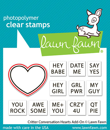 Lawn Fawn Critter conversation hearts add-on lawn cuts Outlinestanzen