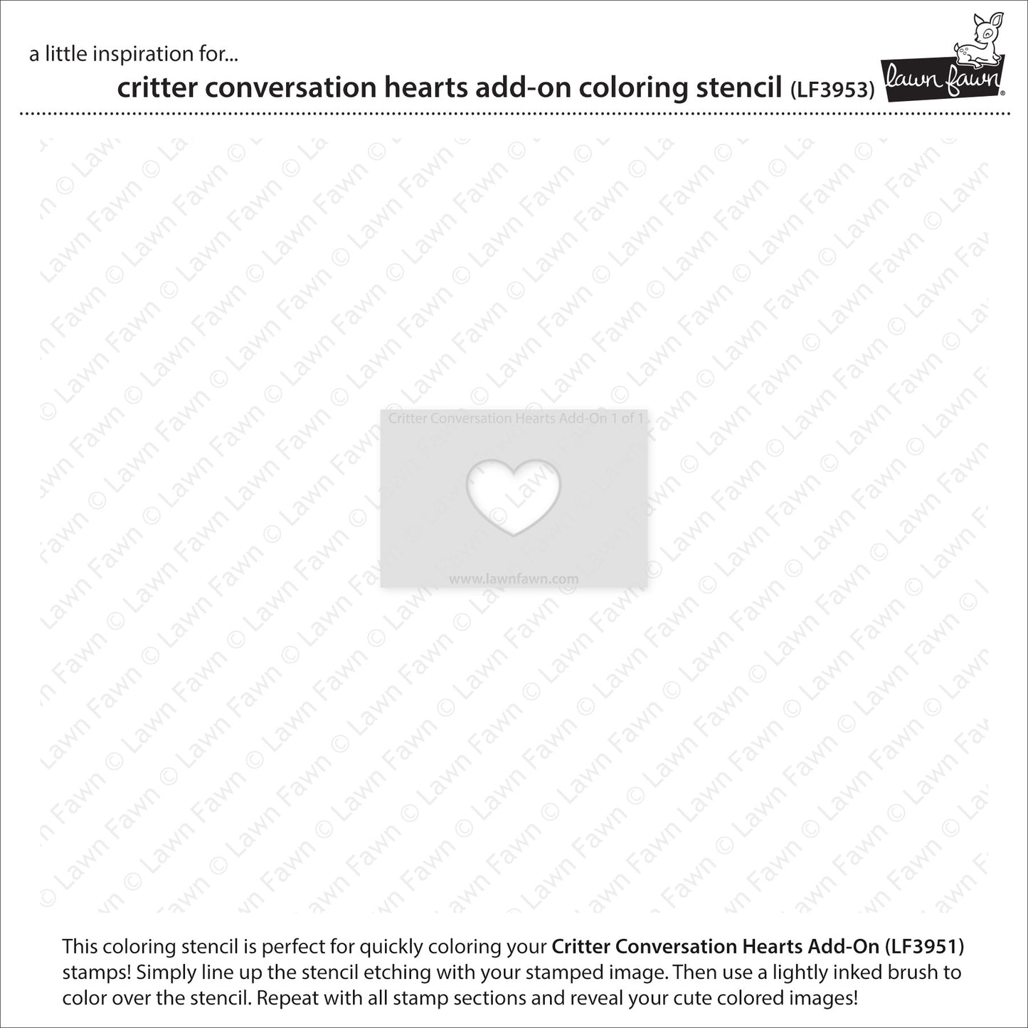 Lawn Fawn Critter conversation hearts add-on coloring stencil Ausmalschablonen