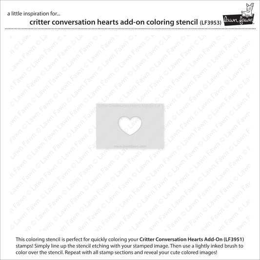 Lawn Fawn Critter conversation hearts add-on coloring stencil Ausmalschablonen