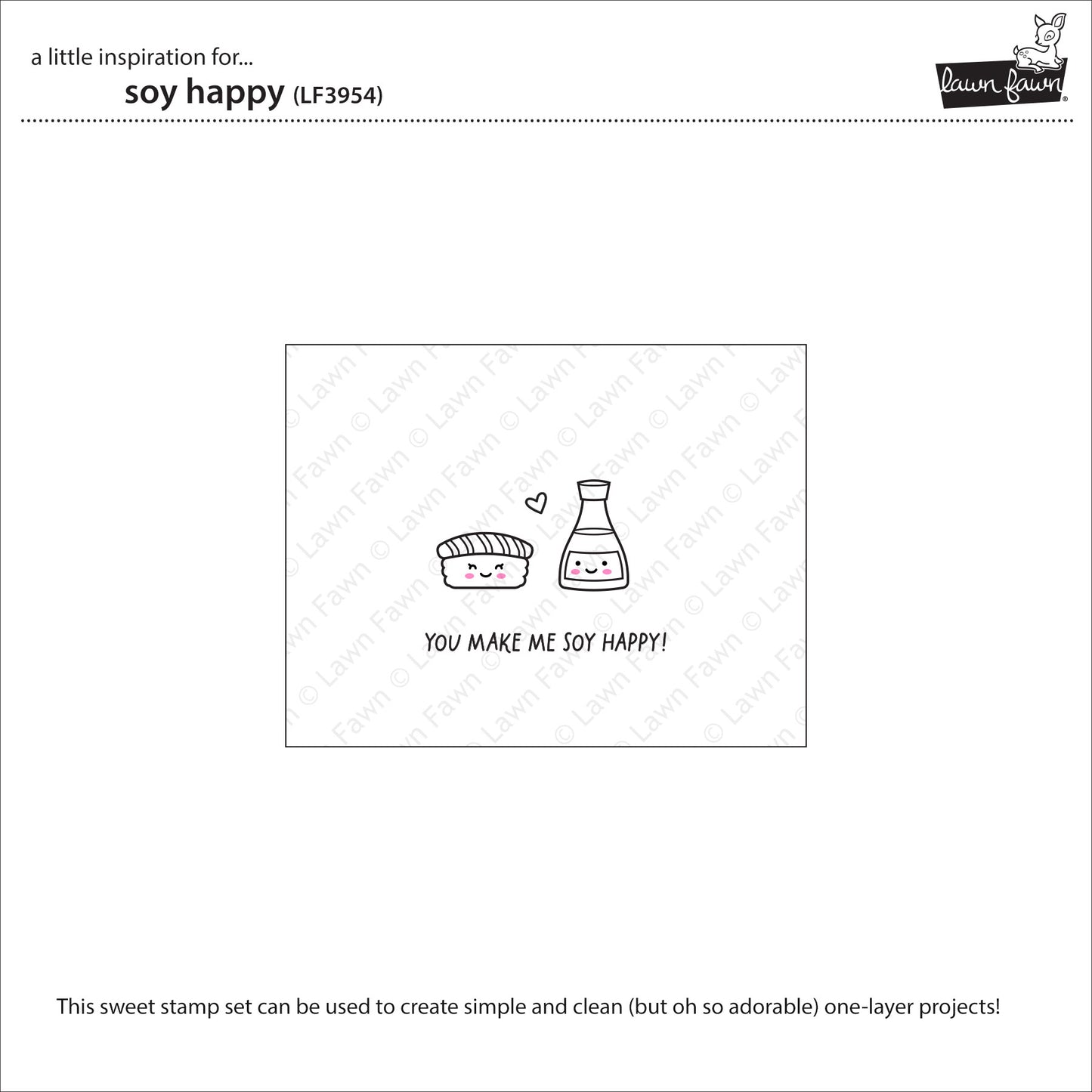 Lawn Fawn Soy happy Clear Stamp Set 2x3 Sushi & Sojasauce