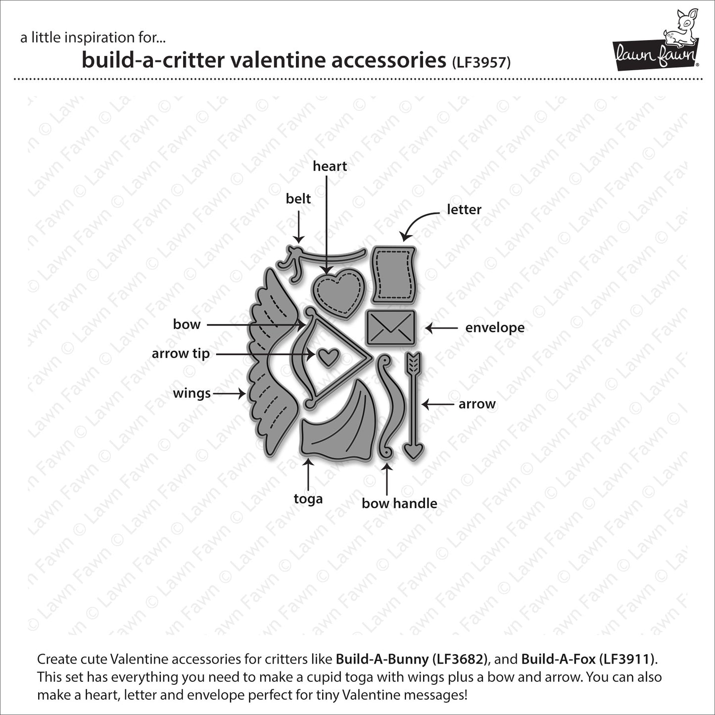 Lawn Fawn Build-a-critter valentine accessories Tierchen Extras zum Valentinstag Stand alone Stanzen