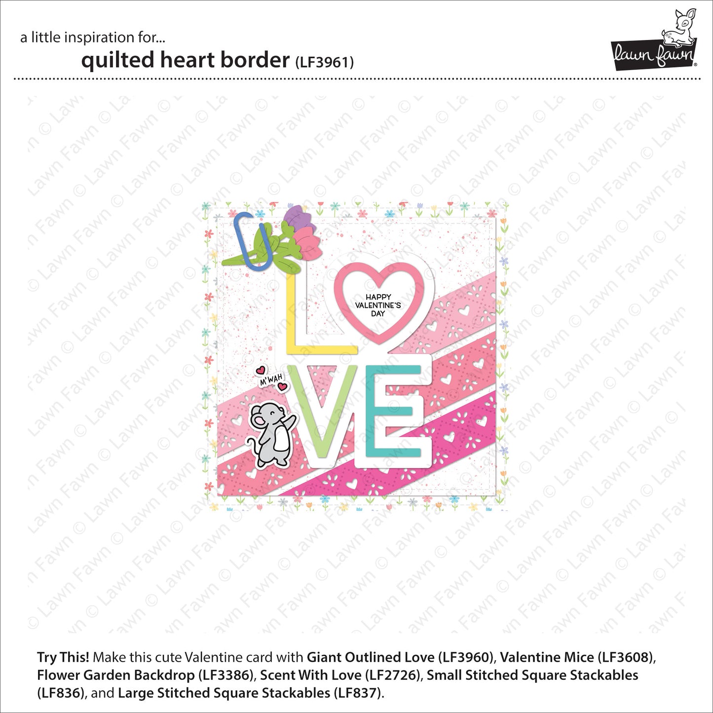 Lawn Fawn Quilted heart border Gesteppte Herzbordüre Stand alone Stanzen