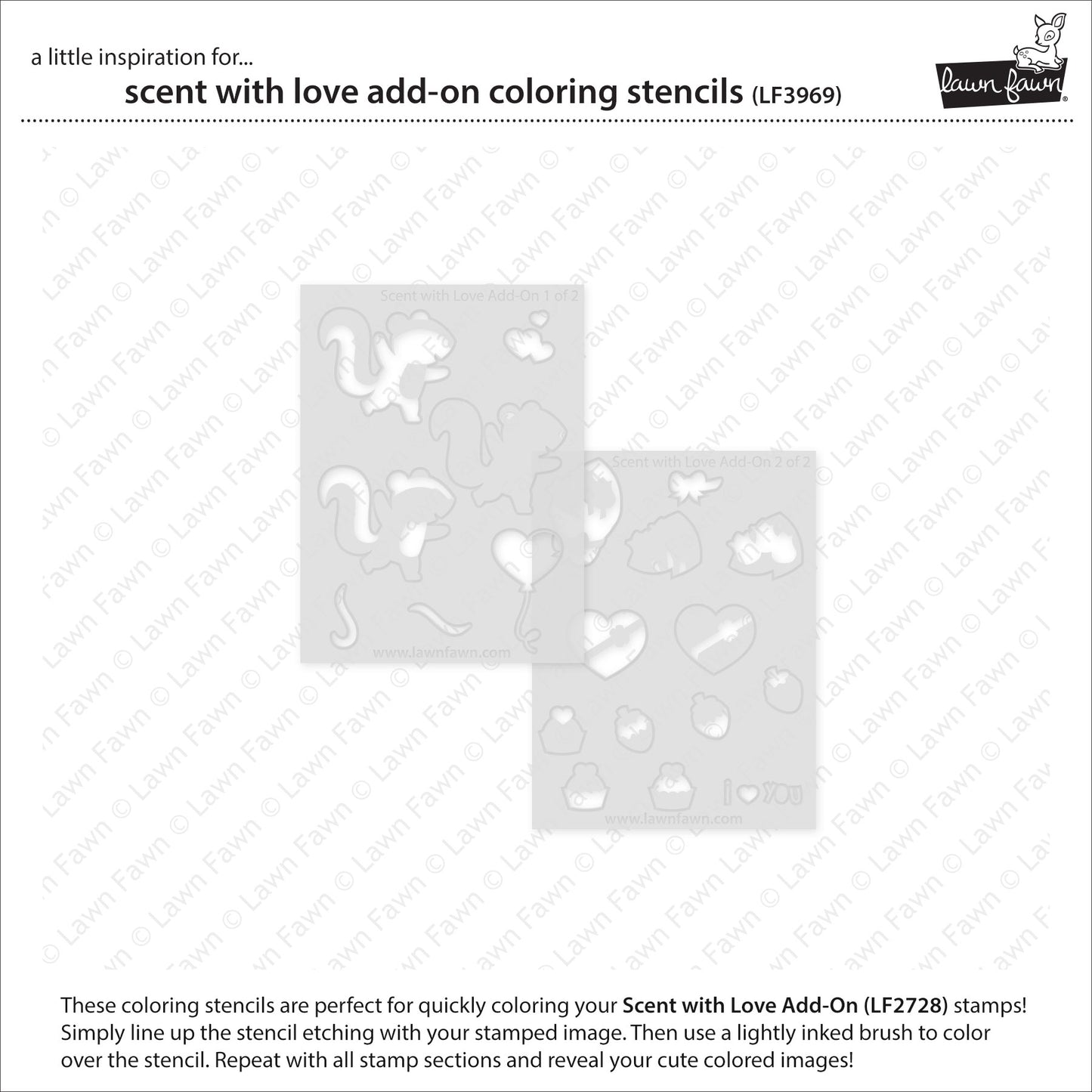 Lawn Fawn Scent with love add-on coloring stencils Ausmalschablonen