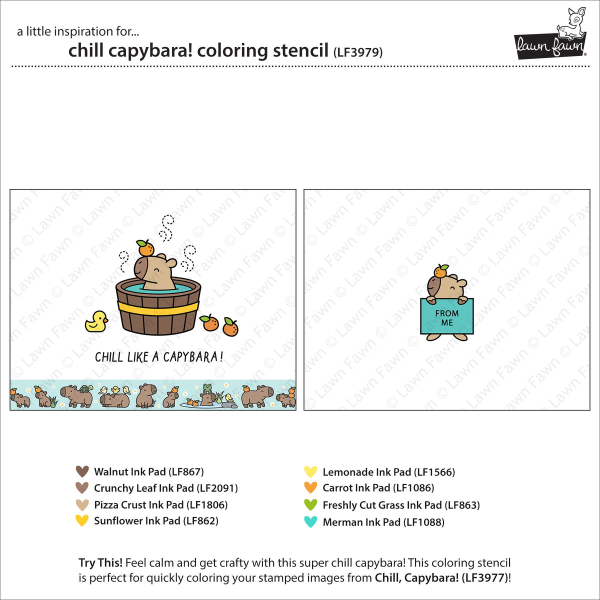 Lawn Fawn chill, capybara! Coloring Schablone Produktbild 3