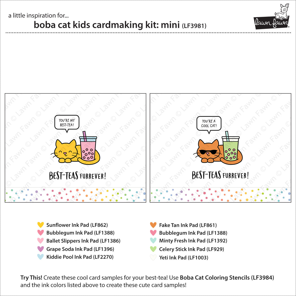 Lawn Fawn boba cat kids cardmaking kit: mini Kartenbastelset Produktbild 2