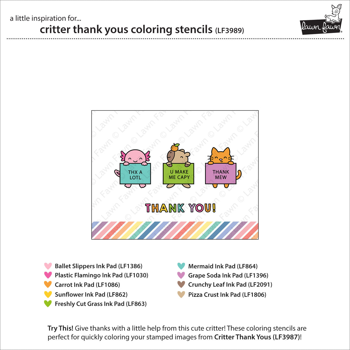 Lawn Fawn critter thank yous Coloring Schablone Produktbild 4