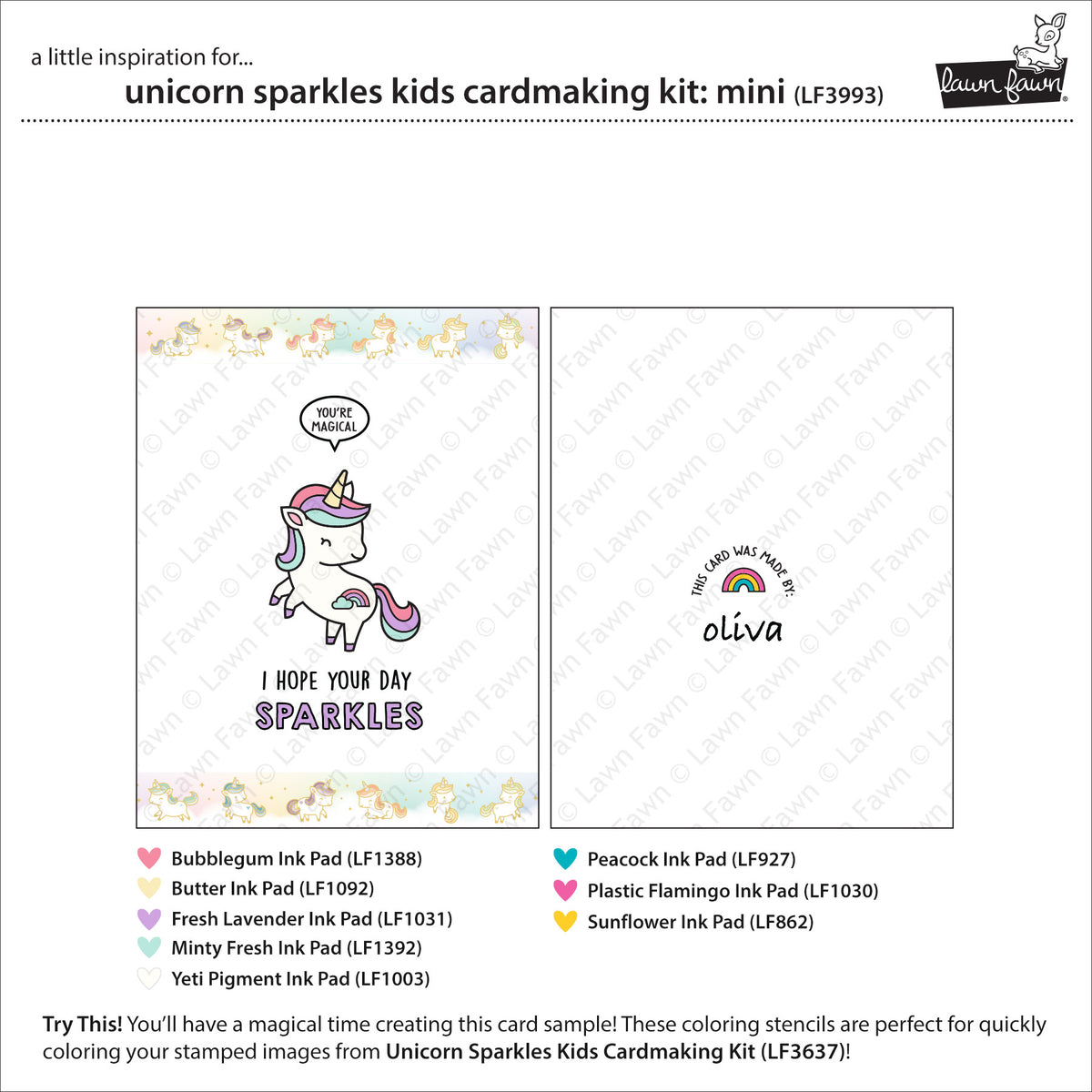 Lawn Fawn unicorn sparkles kids cardmaking kit: mini Kartenbastelset Produktbild 3