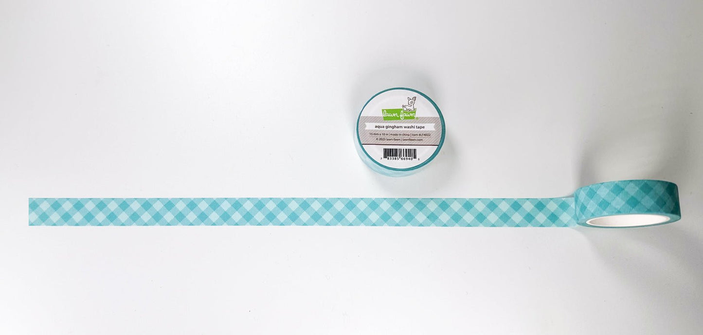 Lawn Fawn aqua gingham washi tape