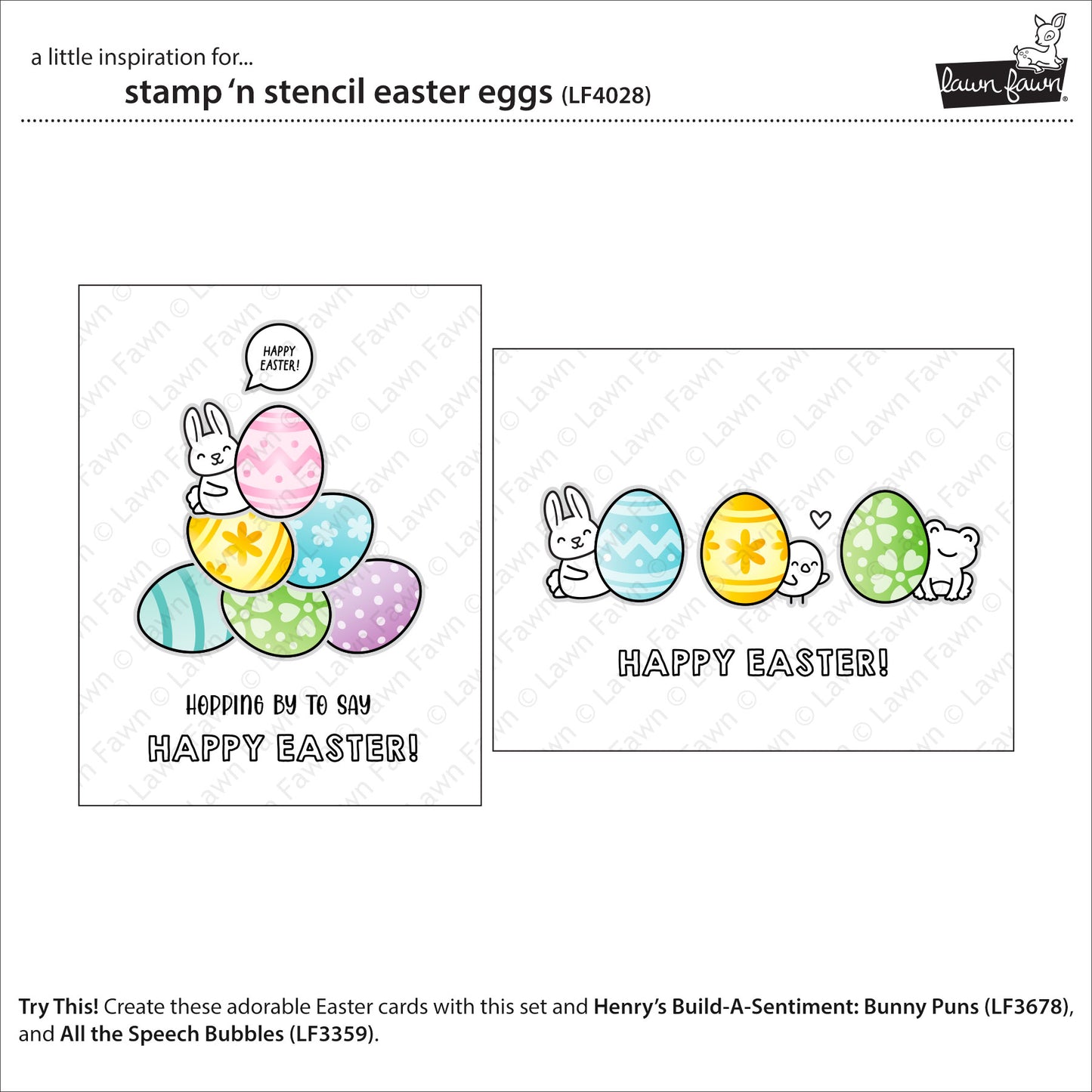 Lawn Fawn Stamp 'n Stencil Easter Eggs 4x6 Clear Stamp Set
