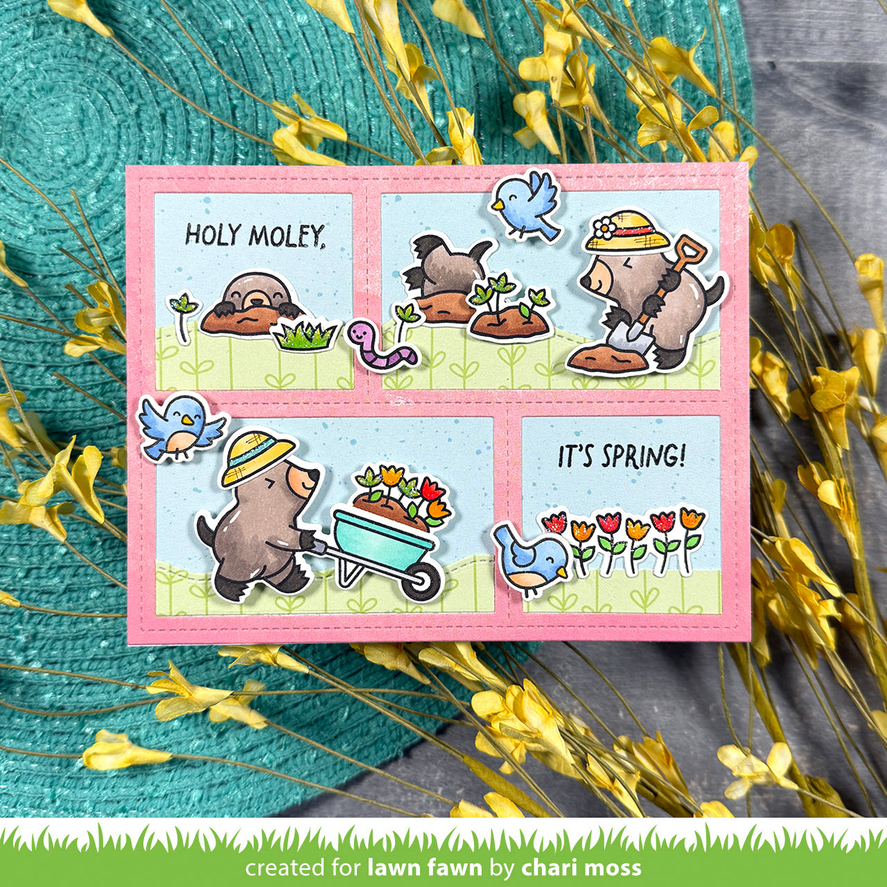 Lawn Fawn A Mole Lot of Flowers 3x4 Clear Stamp Set