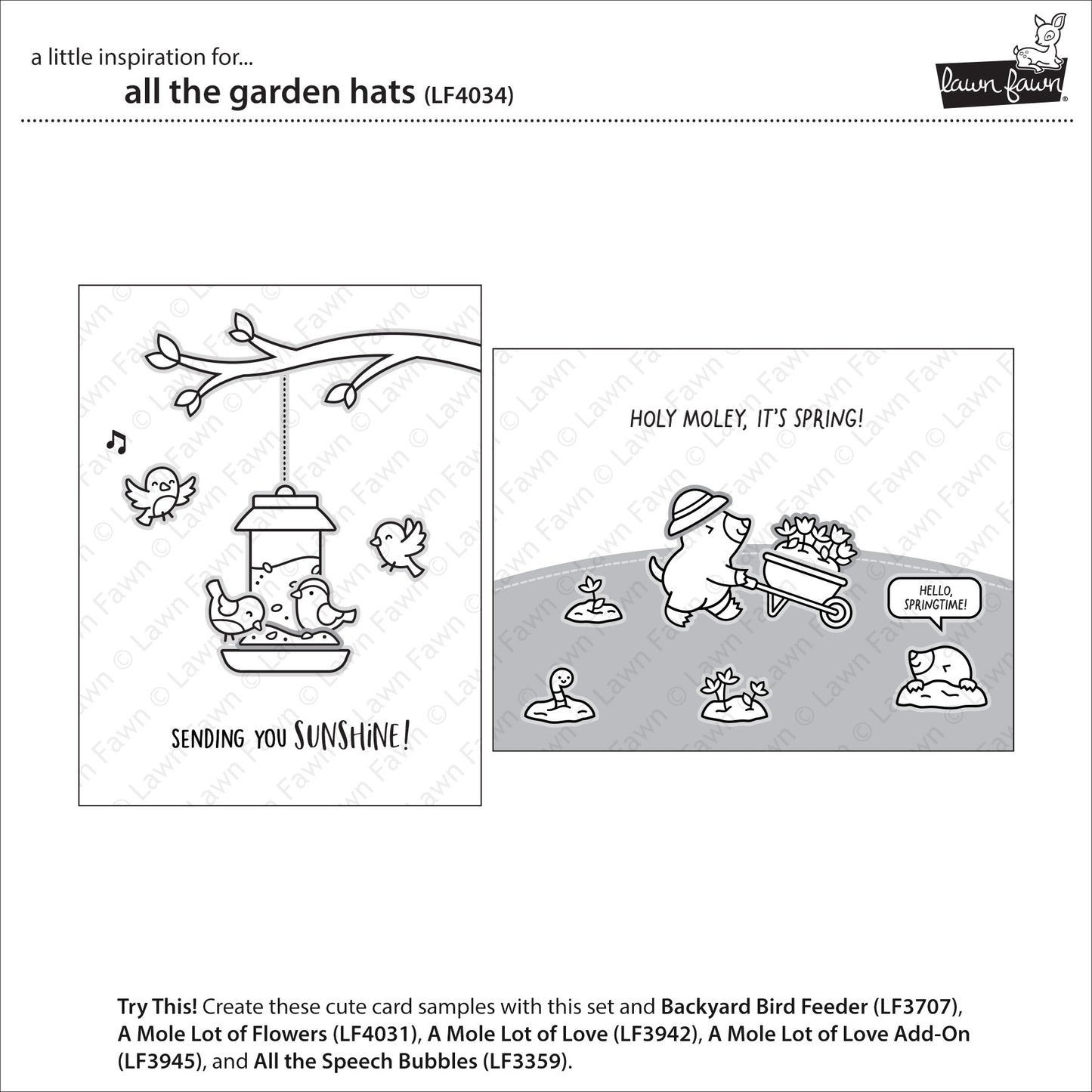 Lawn Fawn All the Garden Hats 2x3 Clear Stamp Set