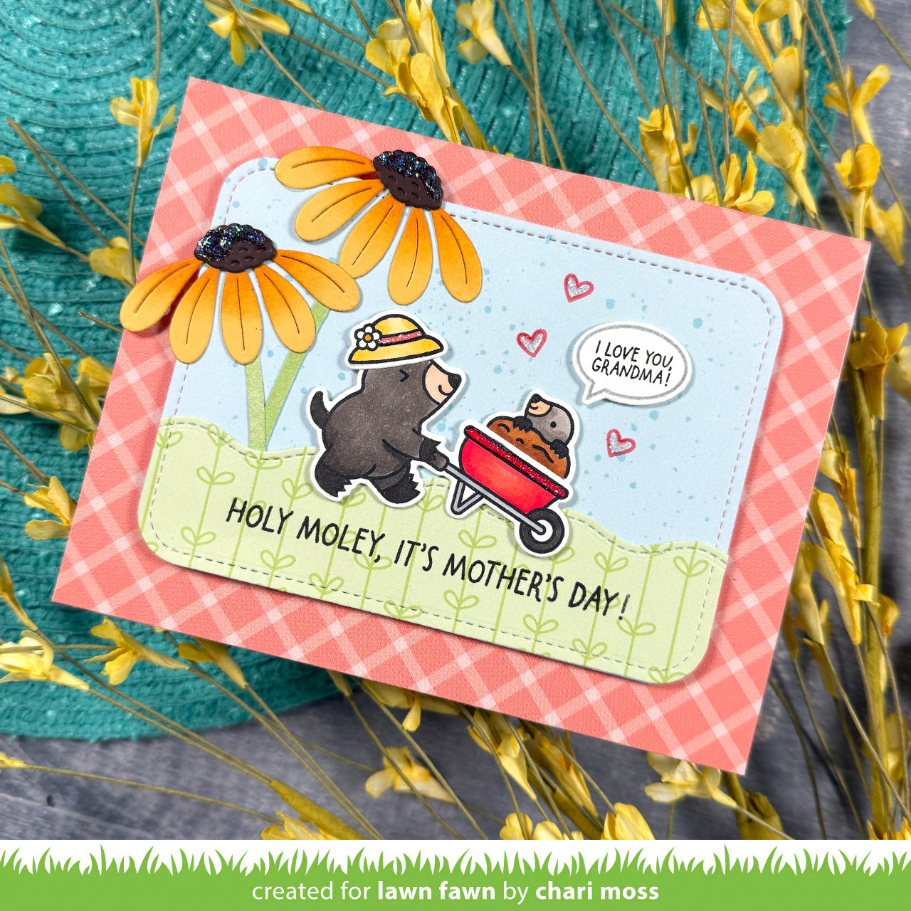 Lawn Fawn All the Garden Hats 2x3 Clear Stamp Set