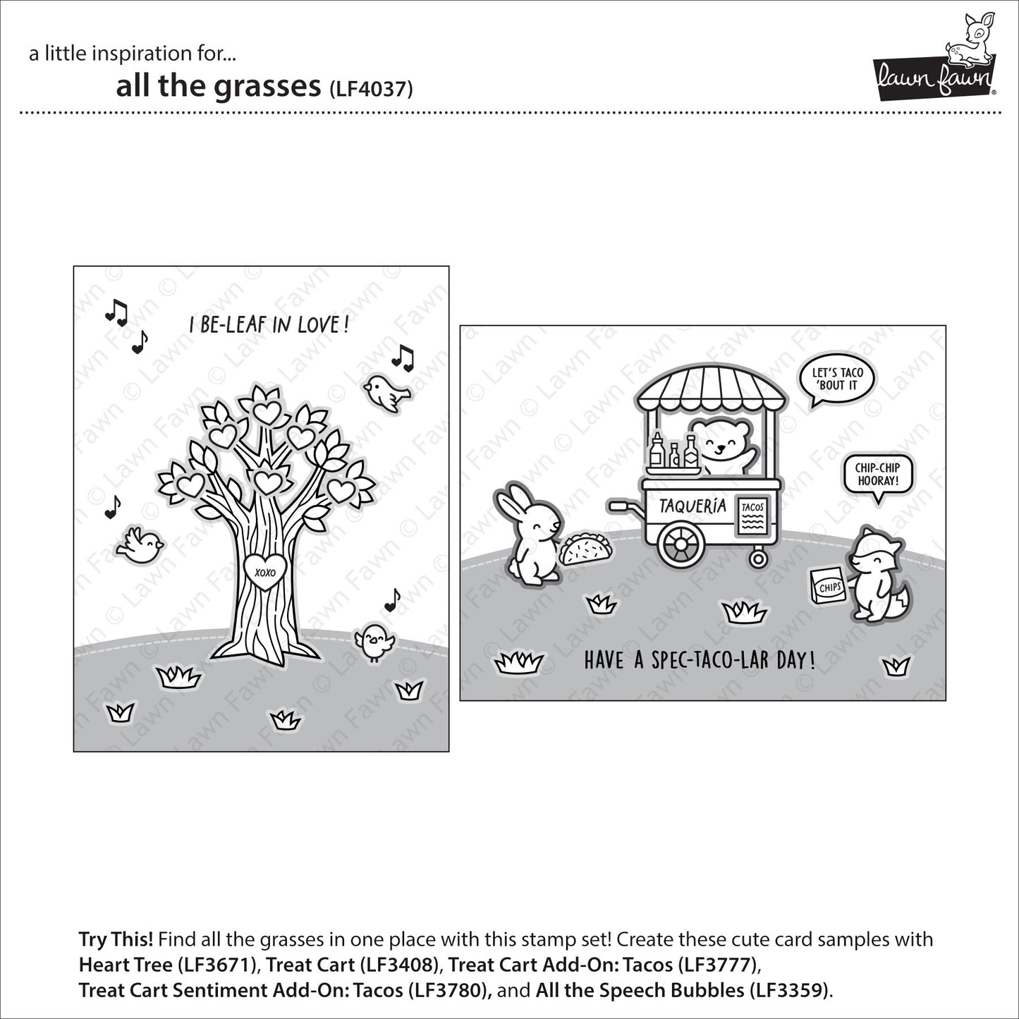 Lawn Fawn All the Grasses 2x3 Clear Stamp Set